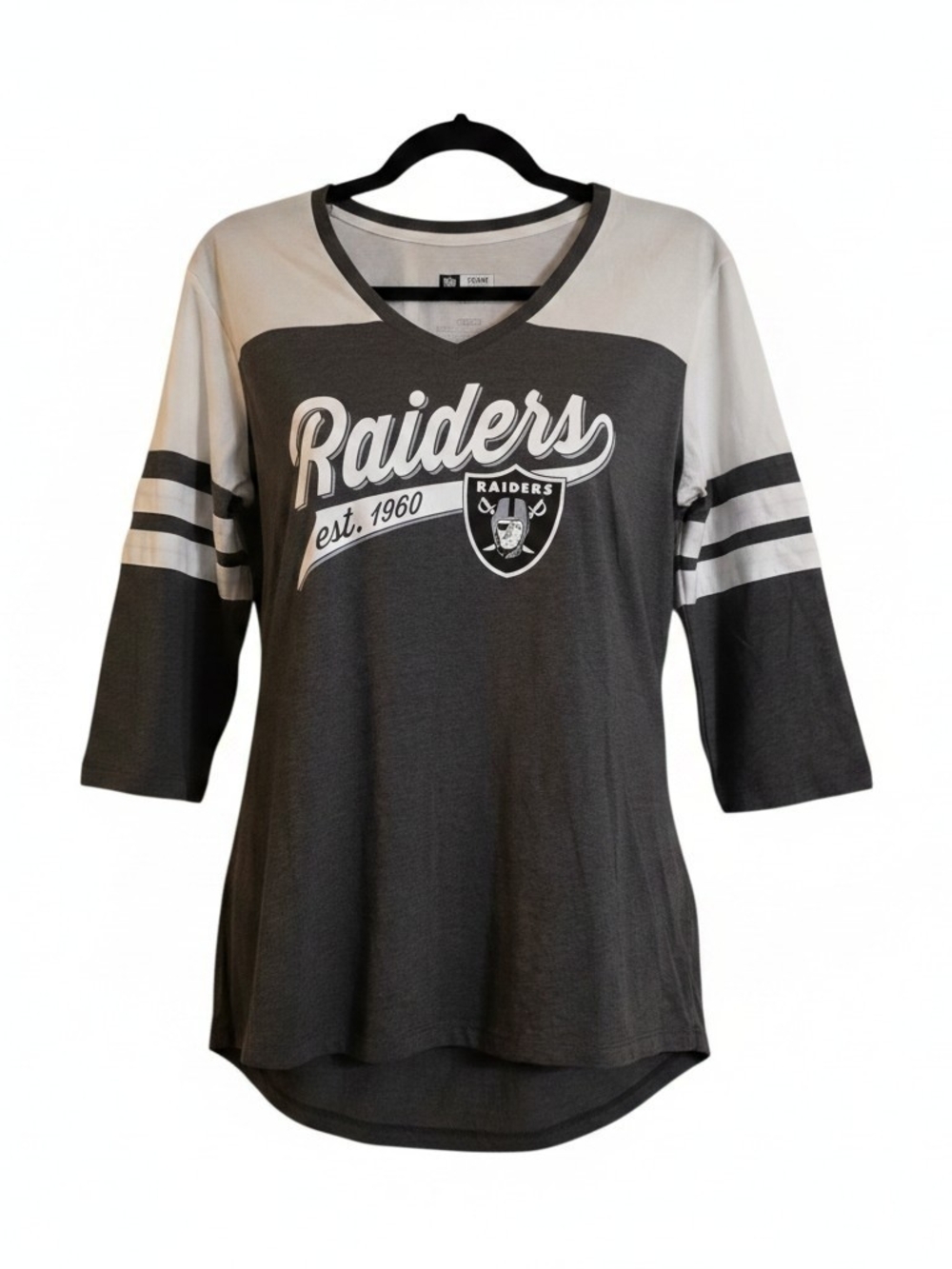 ​NFL Las Vegas Oakland Raiders V Neck 3/4 Sleeve Shirt Womens XL NWOT